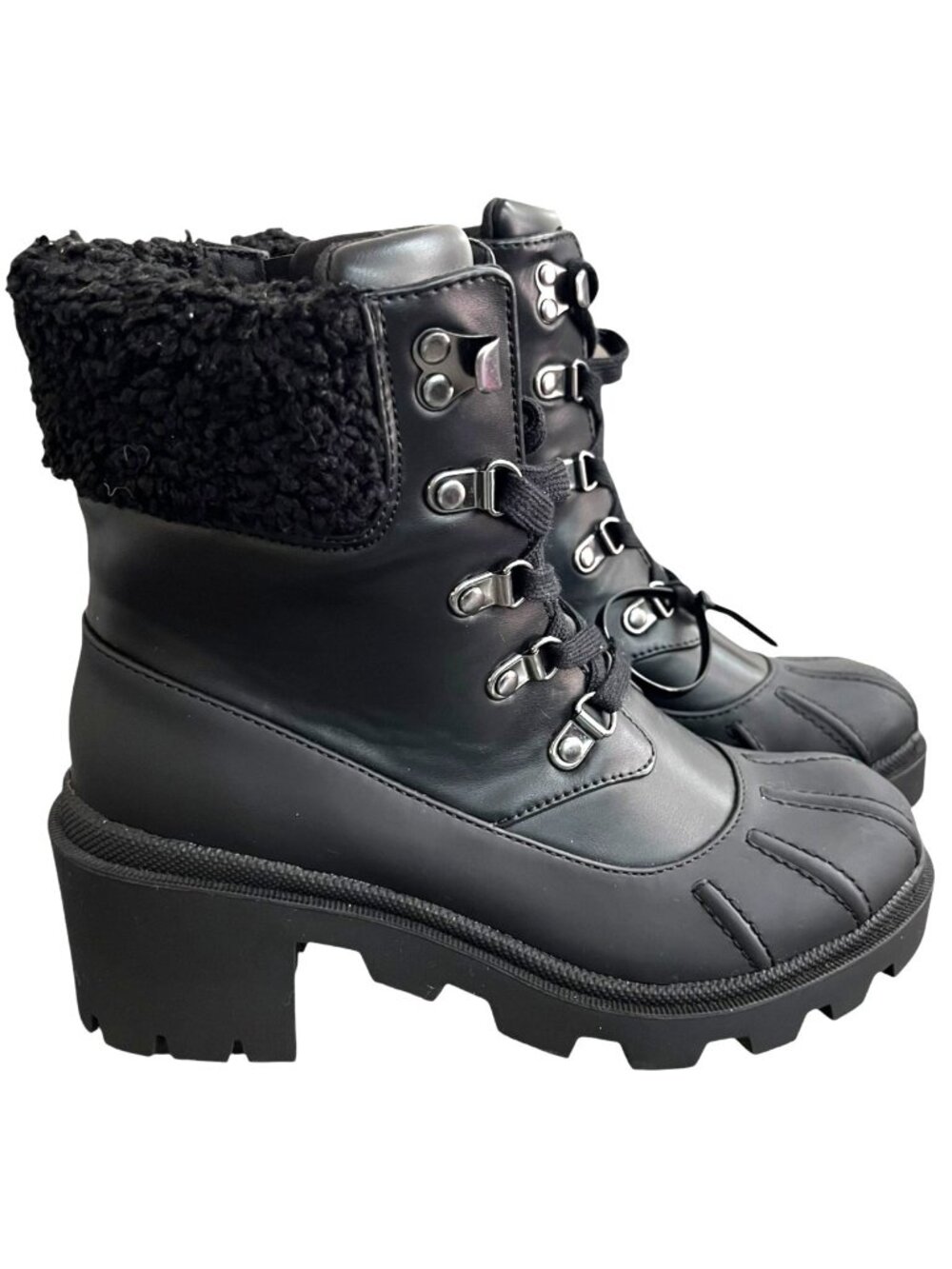 Universal Thread Black Platform Fur-Lined Boots Size 7